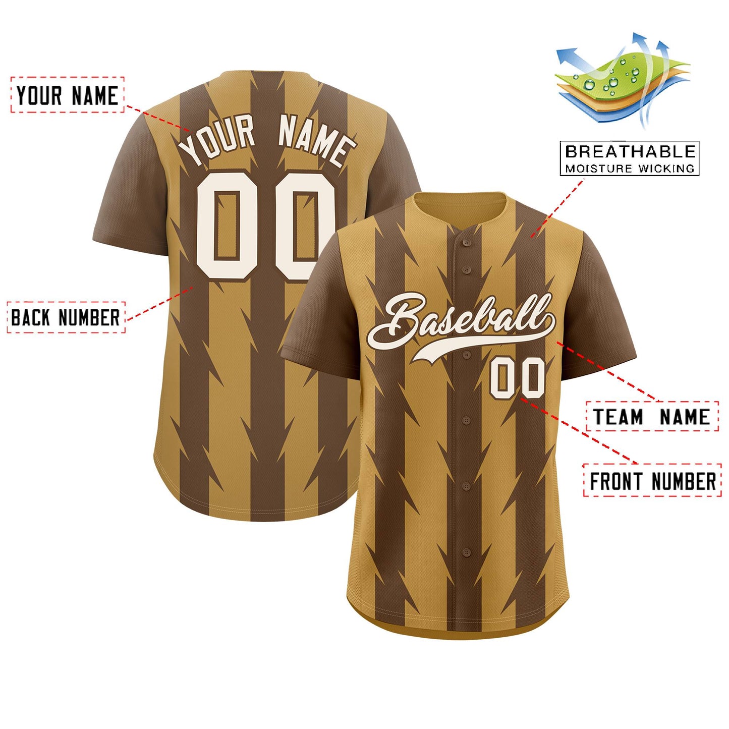 Custom Old Gold Light Brown Raglan Sleeves Blade Pattern Authentic Baseball Jersey