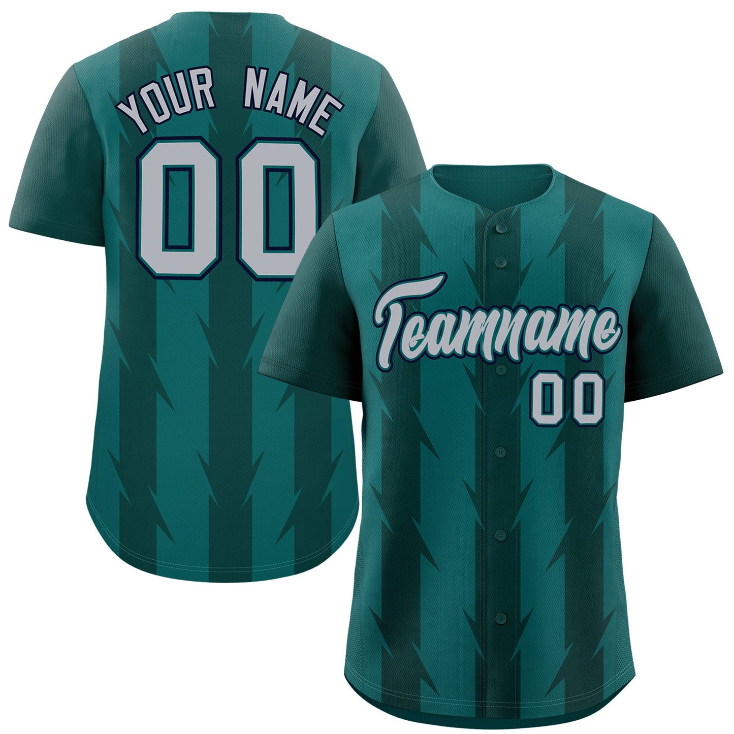 Custom Aqua Midnight Green Raglan Sleeves Blade Pattern Authentic Baseball Jersey