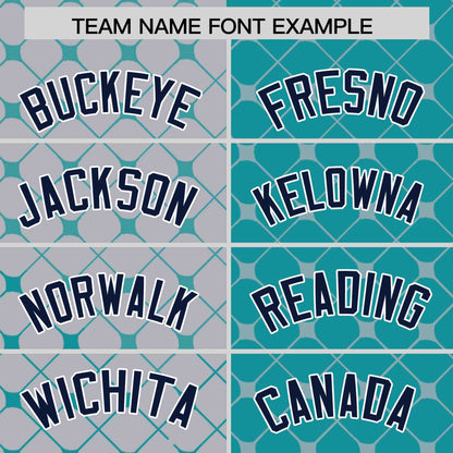 Custom Gray Aqua Split Fashion Plaid Design Authentic Baseball Jersey