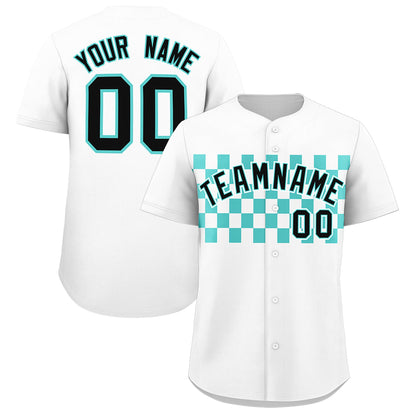 Custom White Bright Green Personalized Plaid Fashion Design Authentic Baseball Jersey