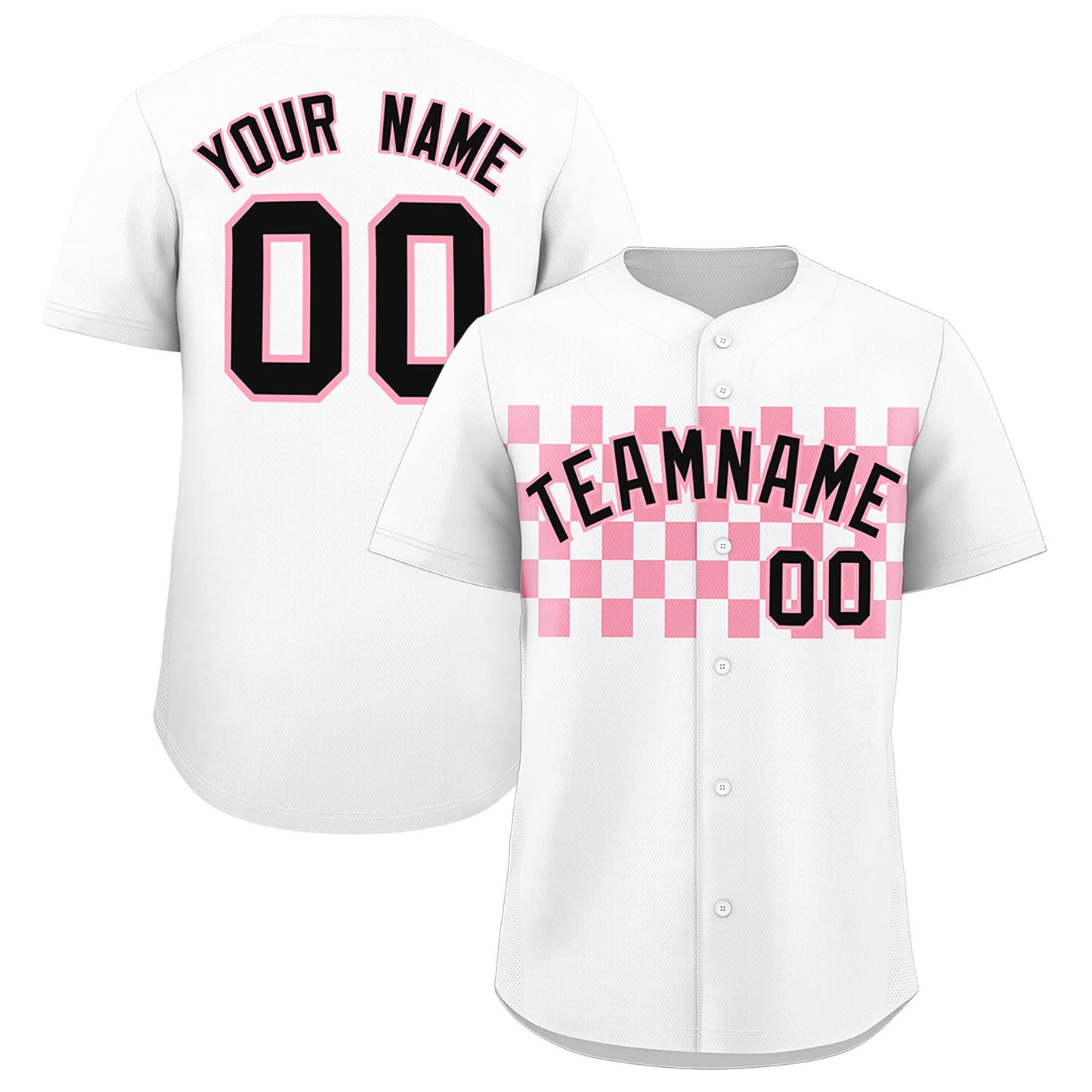 Custom White Light Pink Personalized Plaid Fashion Design Authentic Baseball Jersey