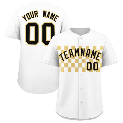 Custom White Khaki Personalized Plaid Fashion Design Authentic Baseball Jersey