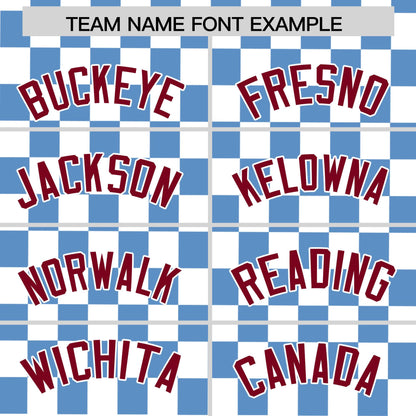 Custom White Light Blue Personalized Plaid Fashion Design Authentic Baseball Jersey