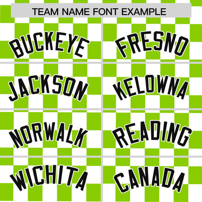 Custom White Neon Green Personalized Plaid Fashion Design Authentic Baseball Jersey