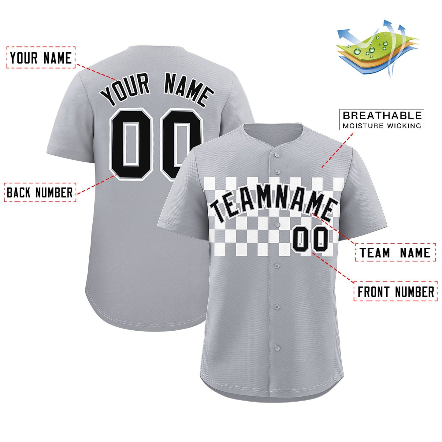 Custom Gray White Personalized Plaid Fashion Design Authentic Baseball Jersey