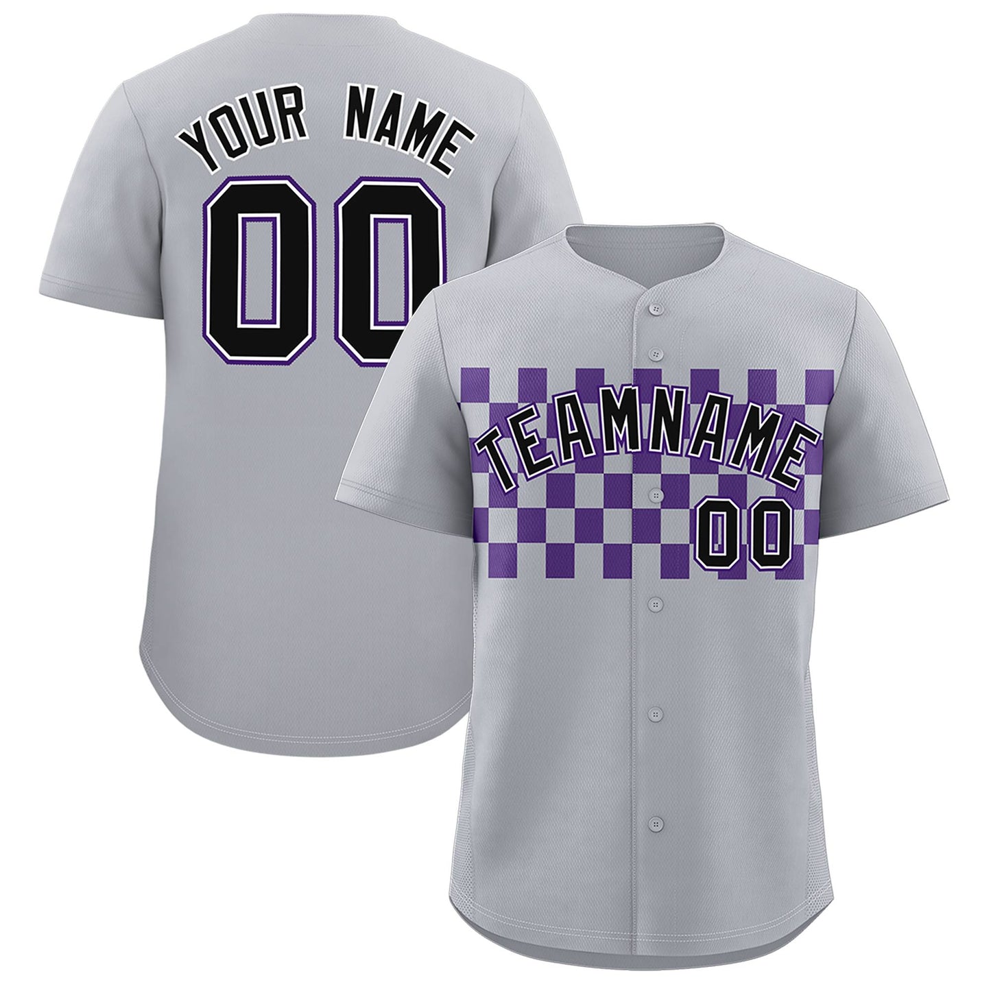 Custom Gray Purple Personalized Plaid Fashion Design Authentic Baseball Jersey