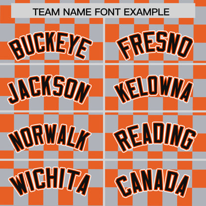 Custom Gray Orange Personalized Plaid Fashion Design Authentic Baseball Jersey