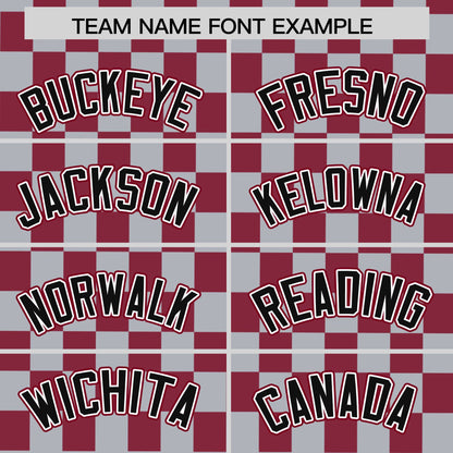 Custom Gray Crimson Personalized Plaid Fashion Design Authentic Baseball Jersey