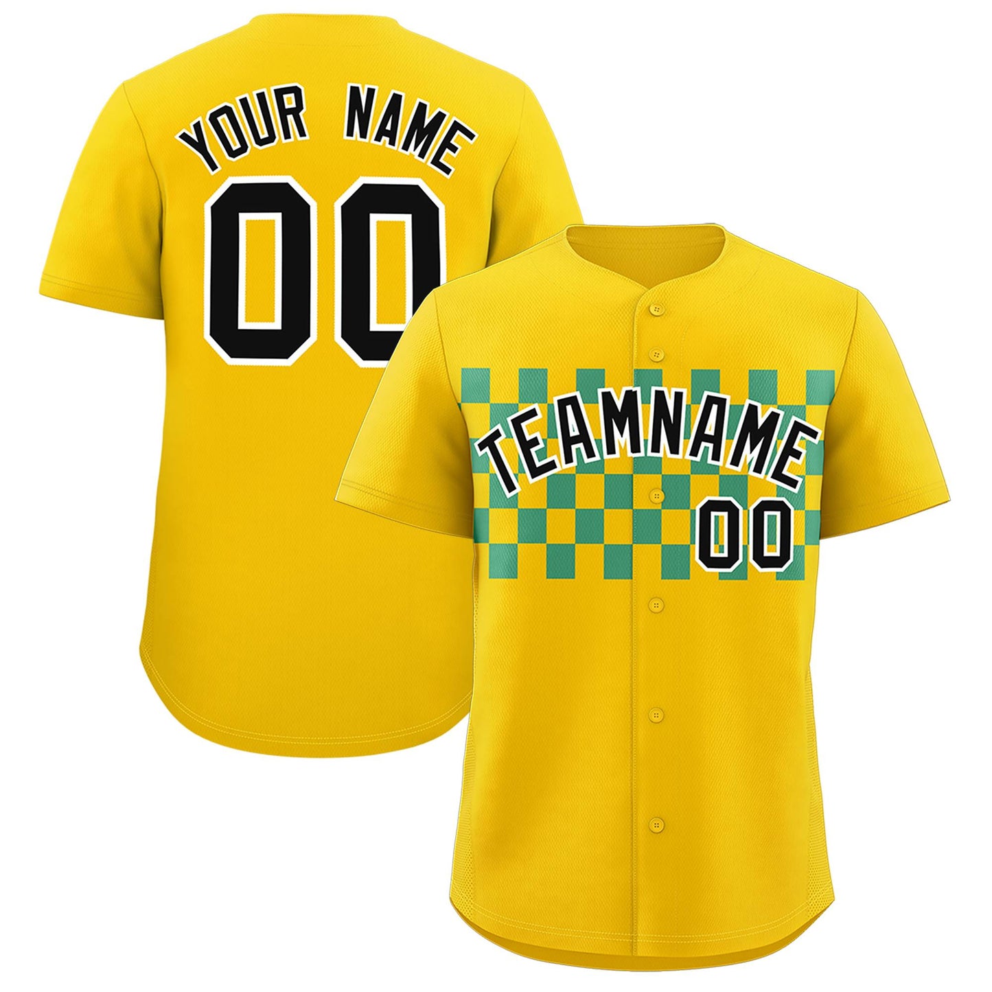 Custom Gold Aqua Personalized Plaid Fashion Design Authentic Baseball Jersey