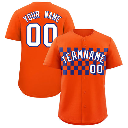 Custom Orange Royal Personalized Plaid Fashion Design Authentic Baseball Jersey