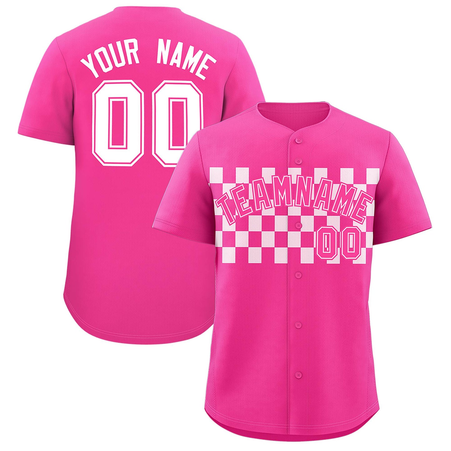 Custom Pink White Personalized Plaid Fashion Design Authentic Baseball Jersey