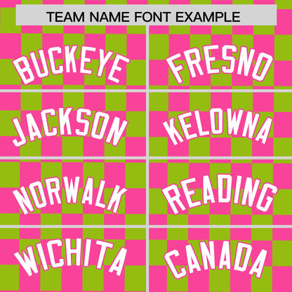 Custom Pink Neon Green Personalized Plaid Fashion Design Authentic Baseball Jersey