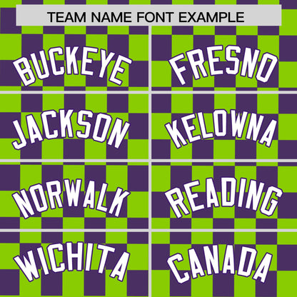 Custom Neon Green Purple Personalized Plaid Fashion Design Authentic Baseball Jersey