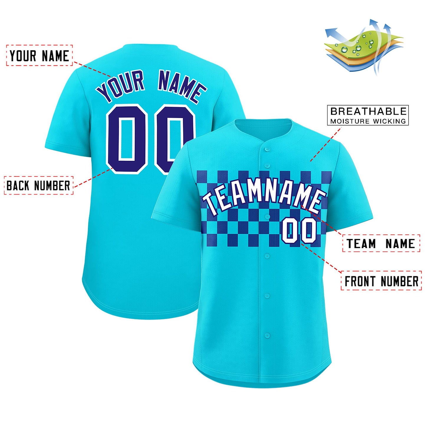 Custom Sky Blue Royal Personalized Plaid Fashion Design Authentic Baseball Jersey