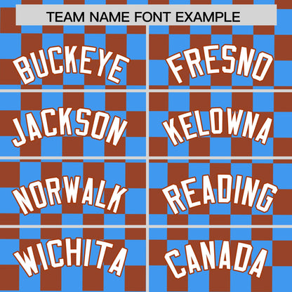 Custom Powder Blue Brown Personalized Plaid Fashion Design Authentic Baseball Jersey