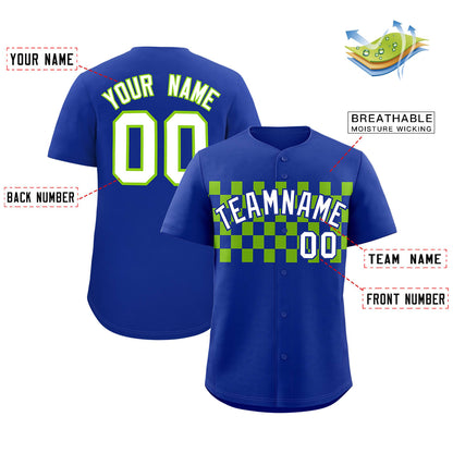 Custom Royal Neon Green Personalized Plaid Fashion Design Authentic Baseball Jersey