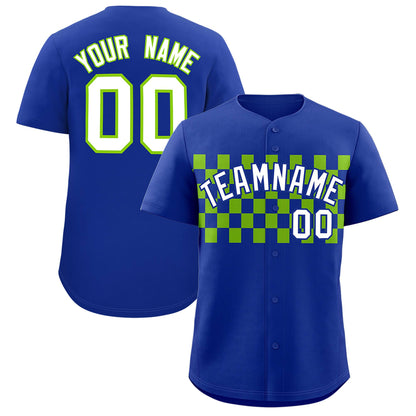 Custom Royal Neon Green Personalized Plaid Fashion Design Authentic Baseball Jersey