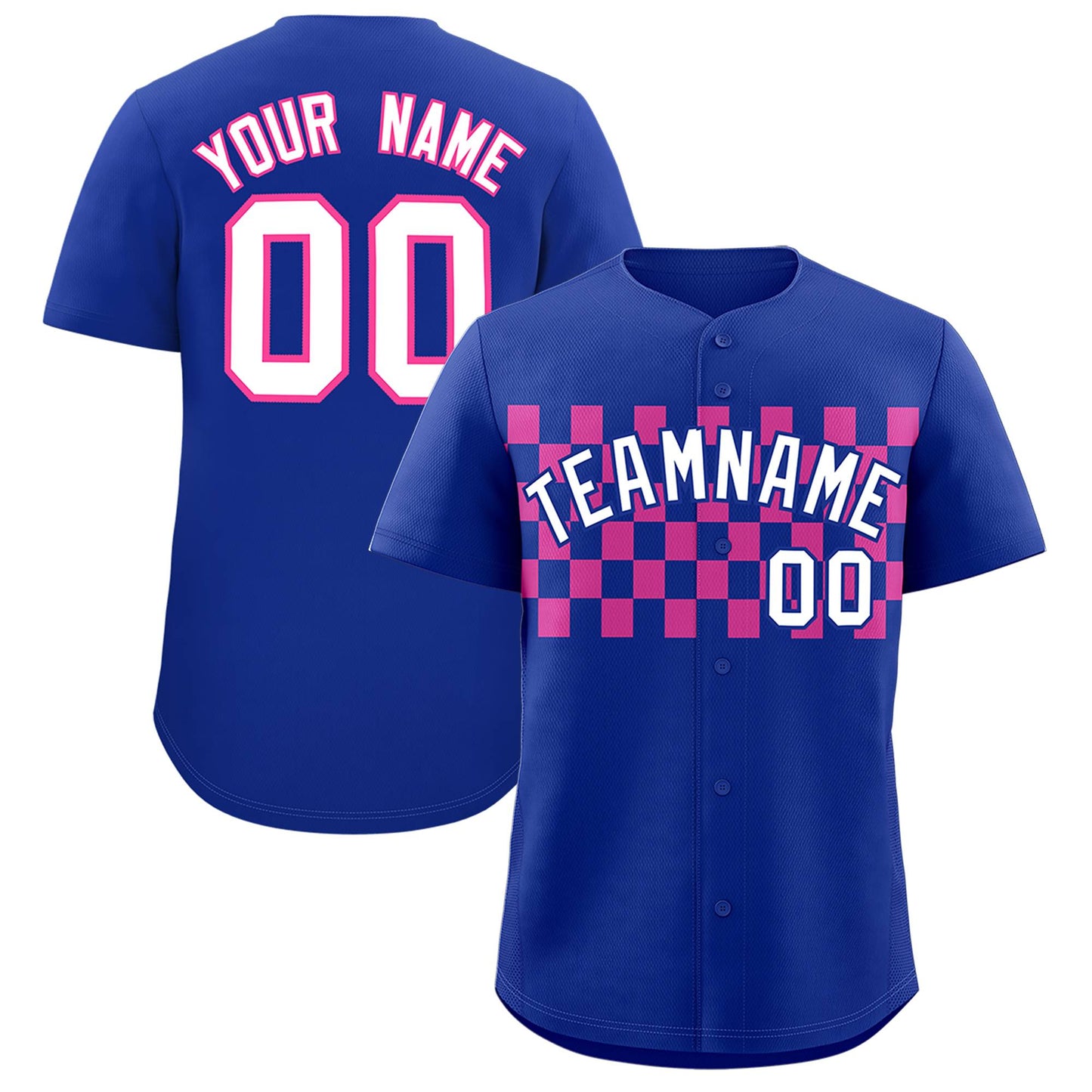 Custom Royal Pink Personalized Plaid Fashion Design Authentic Baseball Jersey