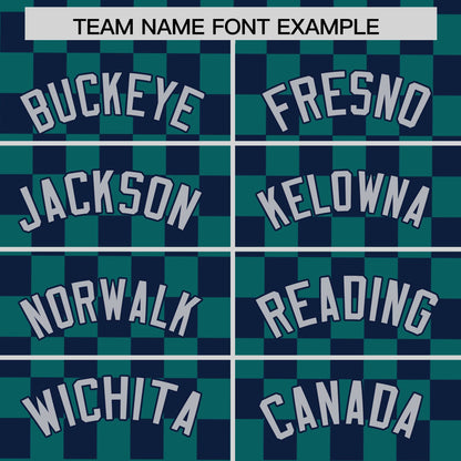 Custom Aqua Navy Personalized Plaid Fashion Design Authentic Baseball Jersey