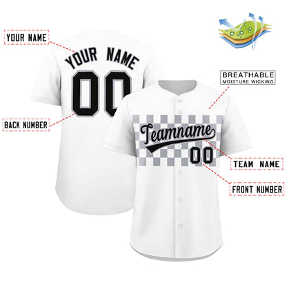 Custom White Gray Personalized Plaid Fashion Design Authentic Baseball Jersey