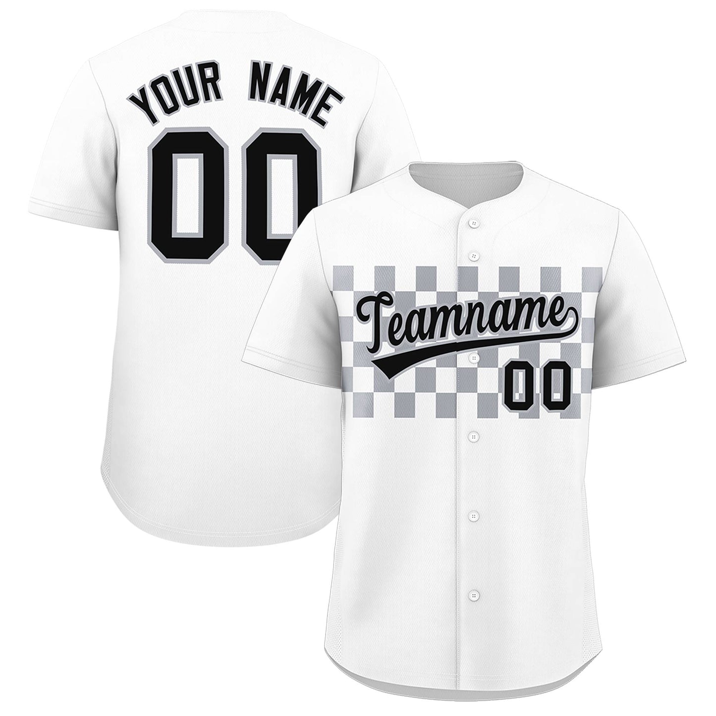 Custom White Gray Personalized Plaid Fashion Design Authentic Baseball Jersey