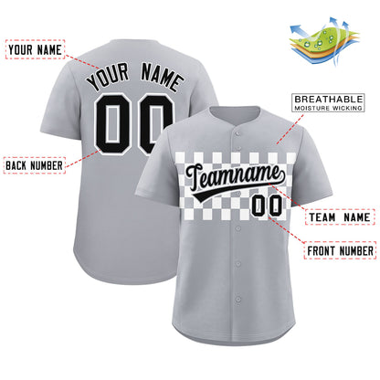 Custom Gray White Personalized Plaid Fashion Design Authentic Baseball Jersey