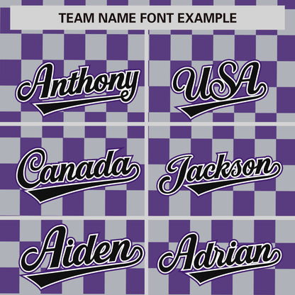 Custom Gray Purple Personalized Plaid Fashion Design Authentic Baseball Jersey