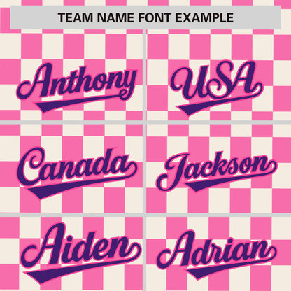 Custom Cream Pink Personalized Plaid Fashion Design Authentic Baseball Jersey