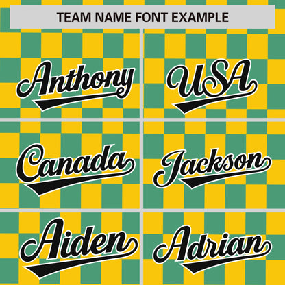 Custom Gold Aqua Personalized Plaid Fashion Design Authentic Baseball Jersey