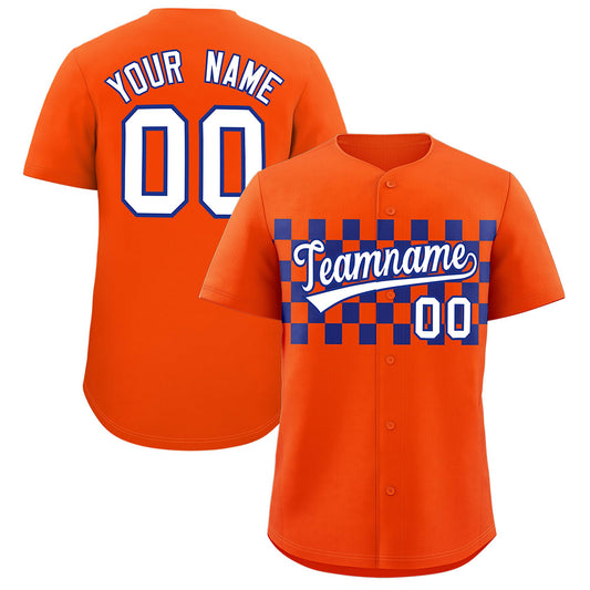 Custom Orange Royal Personalized Plaid Fashion Design Authentic Baseball Jersey