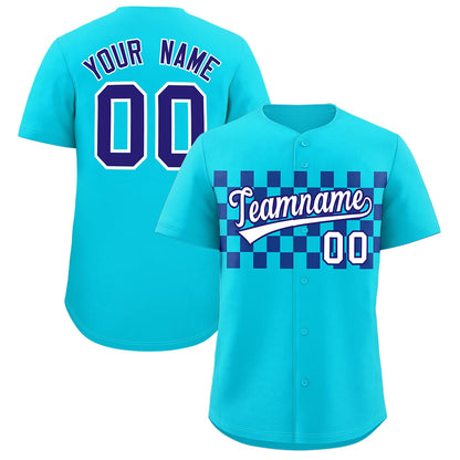 Custom Sky Blue Royal Personalized Plaid Fashion Design Authentic Baseball Jersey