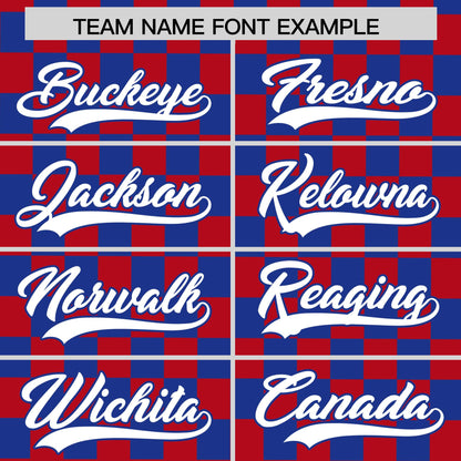 Custom Red Royal Personalized Plaid Fashion Design Authentic Baseball Jersey