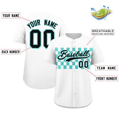 Custom White Bright Green Personalized Plaid Fashion Design Authentic Baseball Jersey