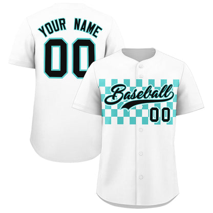 Custom White Bright Green Personalized Plaid Fashion Design Authentic Baseball Jersey