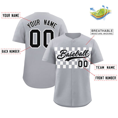 Custom Gray White Personalized Plaid Fashion Design Authentic Baseball Jersey