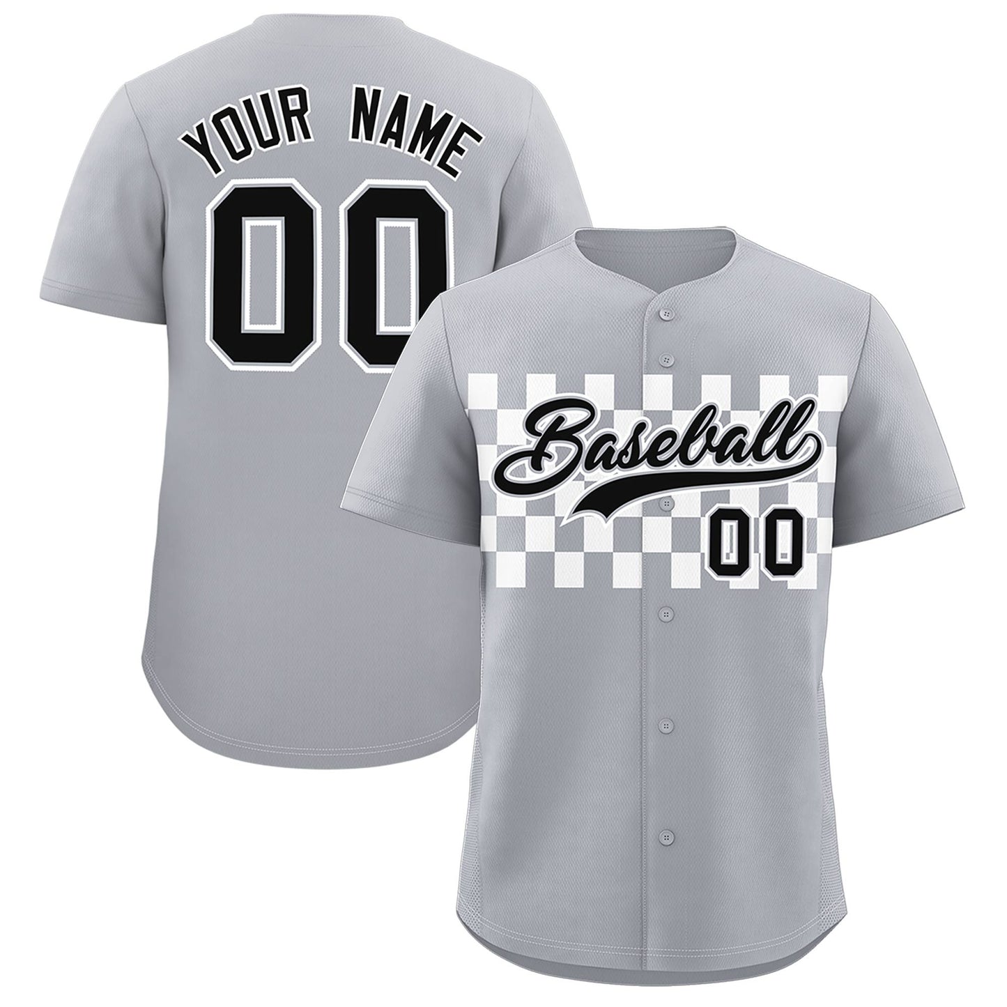 Custom Gray White Personalized Plaid Fashion Design Authentic Baseball Jersey