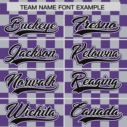 Custom Gray Purple Personalized Plaid Fashion Design Authentic Baseball Jersey