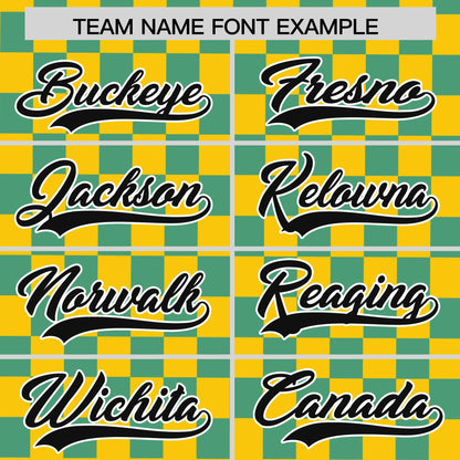 Custom Gold Aqua Personalized Plaid Fashion Design Authentic Baseball Jersey