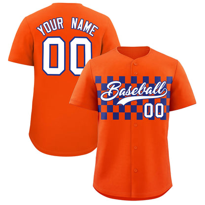 Custom Orange Royal Personalized Plaid Fashion Design Authentic Baseball Jersey