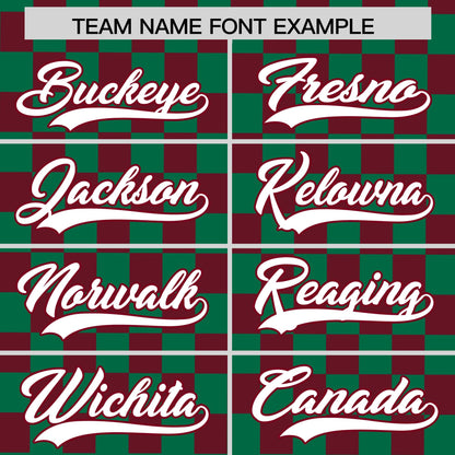 Custom Kelly Green Crimson Personalized Plaid Fashion Design Authentic Baseball Jersey