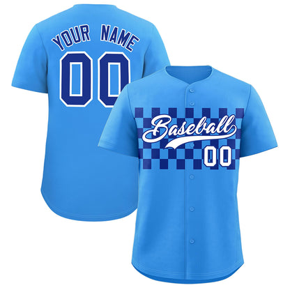 Custom Powder Blue Royal Personalized Plaid Fashion Design Authentic Baseball Jersey