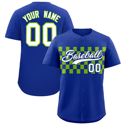 Custom Royal Neon Green Personalized Plaid Fashion Design Authentic Baseball Jersey