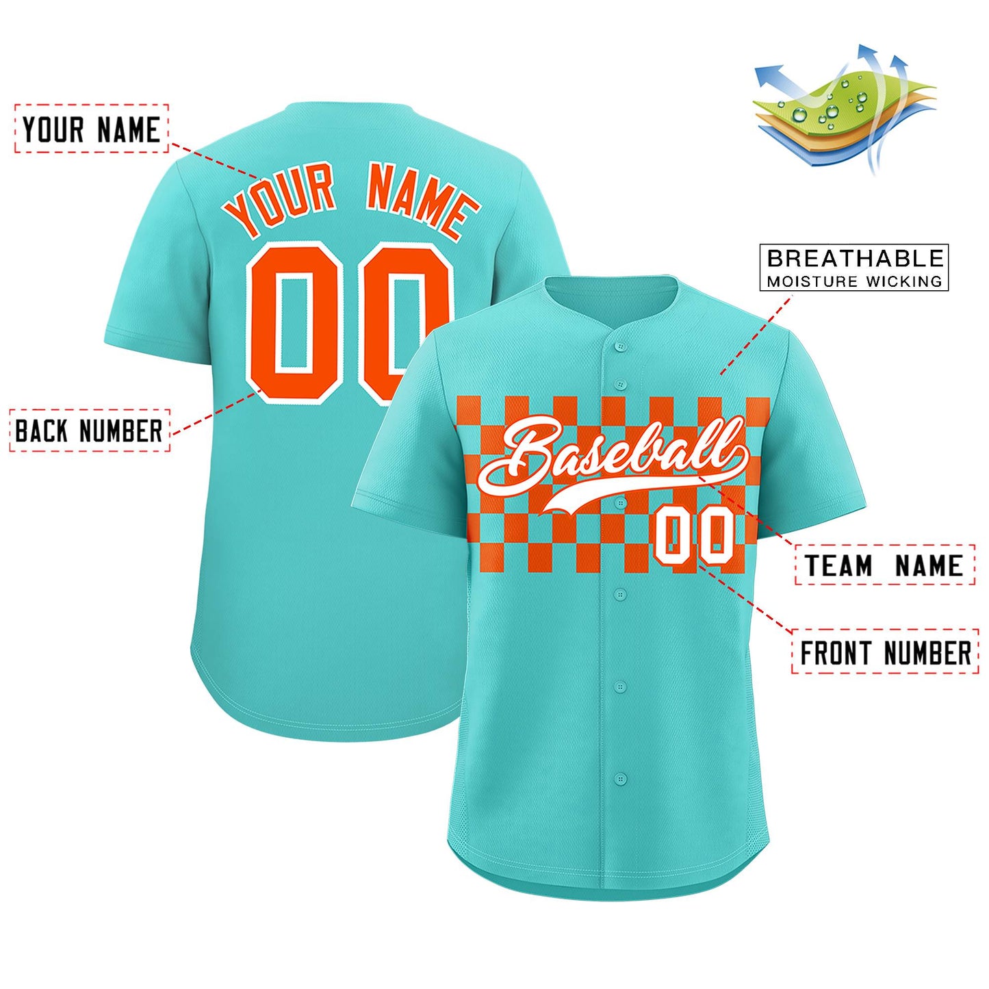 Custom Bright Green Orange Personalized Plaid Fashion Design Authentic Baseball Jersey