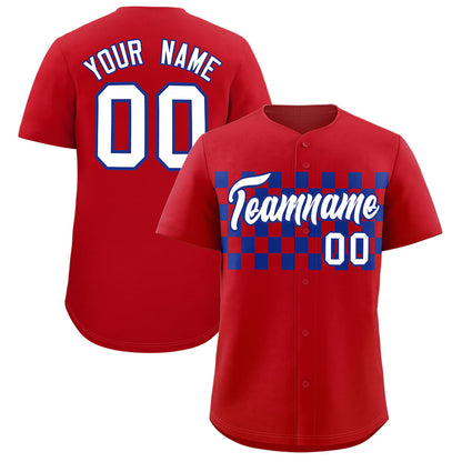 Custom Red Royal Personalized Plaid Fashion Design Authentic Baseball Jersey