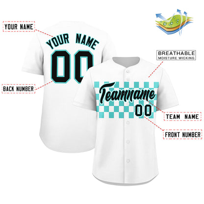 Custom White Bright Green Personalized Plaid Fashion Design Authentic Baseball Jersey