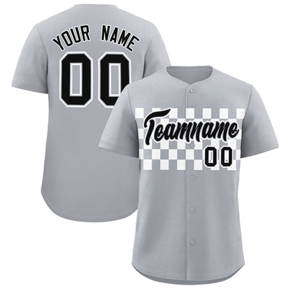 Custom Gray White Personalized Plaid Fashion Design Authentic Baseball Jersey