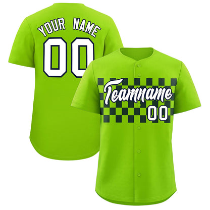 Custom Neon Green Black Personalized Plaid Fashion Design Authentic Baseball Jersey