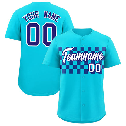 Custom Sky Blue Royal Personalized Plaid Fashion Design Authentic Baseball Jersey