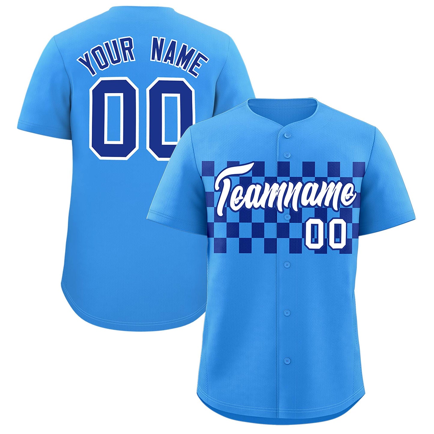 Custom Powder Blue Royal Personalized Plaid Fashion Design Authentic Baseball Jersey