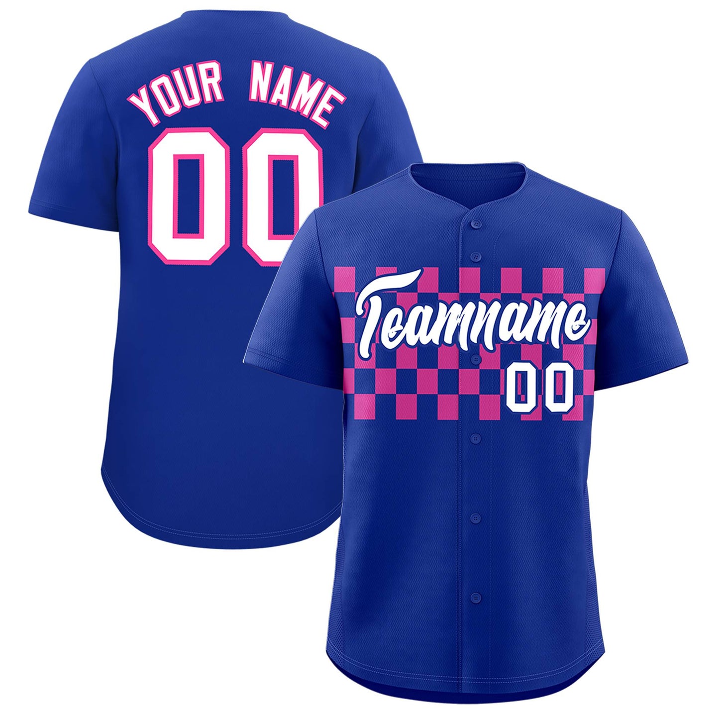 Custom Royal Pink Personalized Plaid Fashion Design Authentic Baseball Jersey